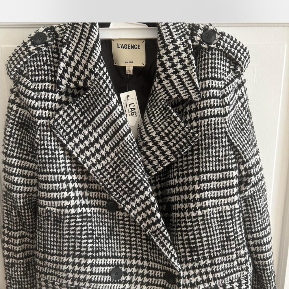 L’Agence Xoey Women's Black and White Houndstooth Jacket Coat in Size Small - Picture 2 of 4